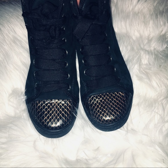 Lanvin Teal Python High Top Sneakers - Picture 5 of 7